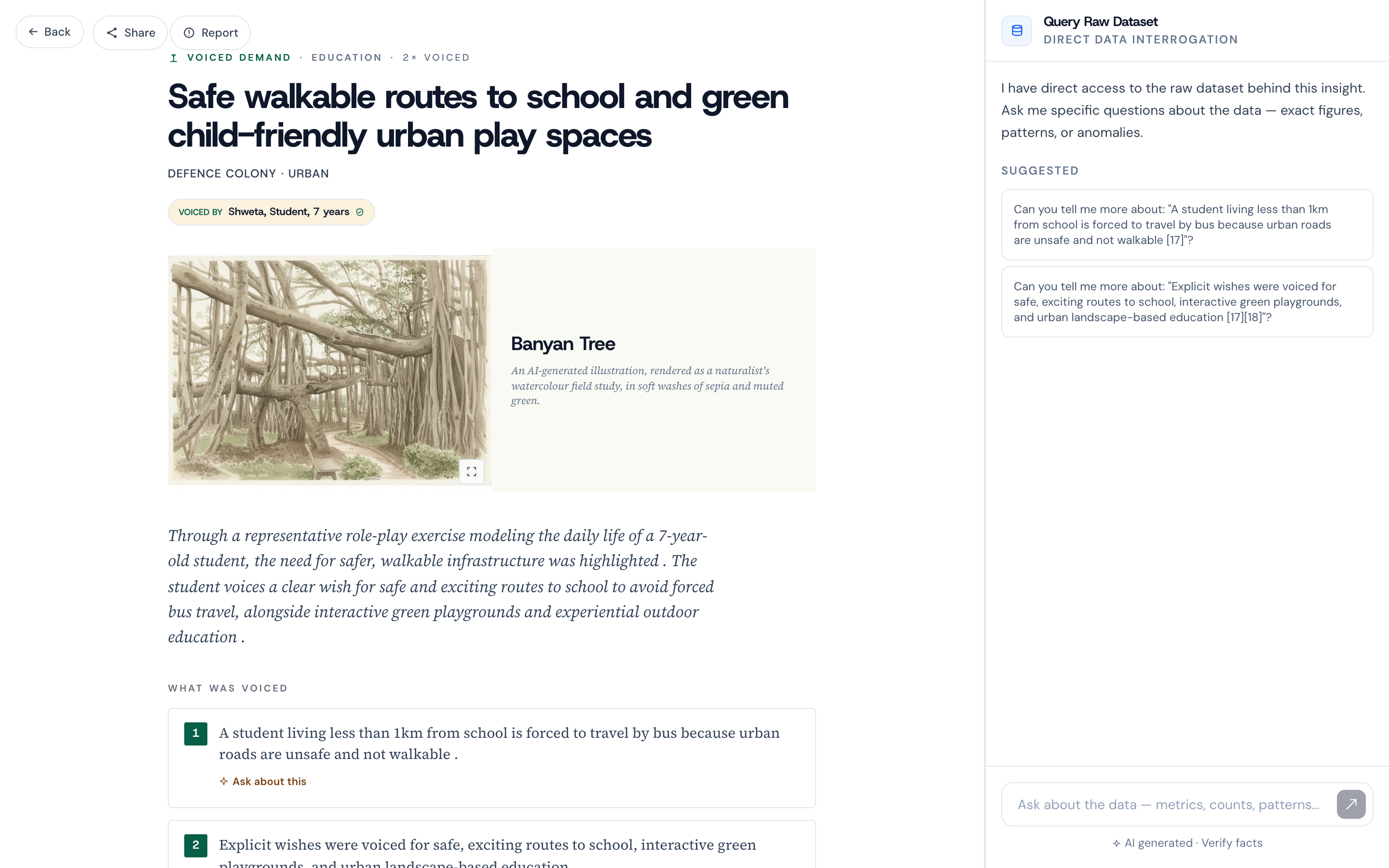 A voiced demand: safe routes to school