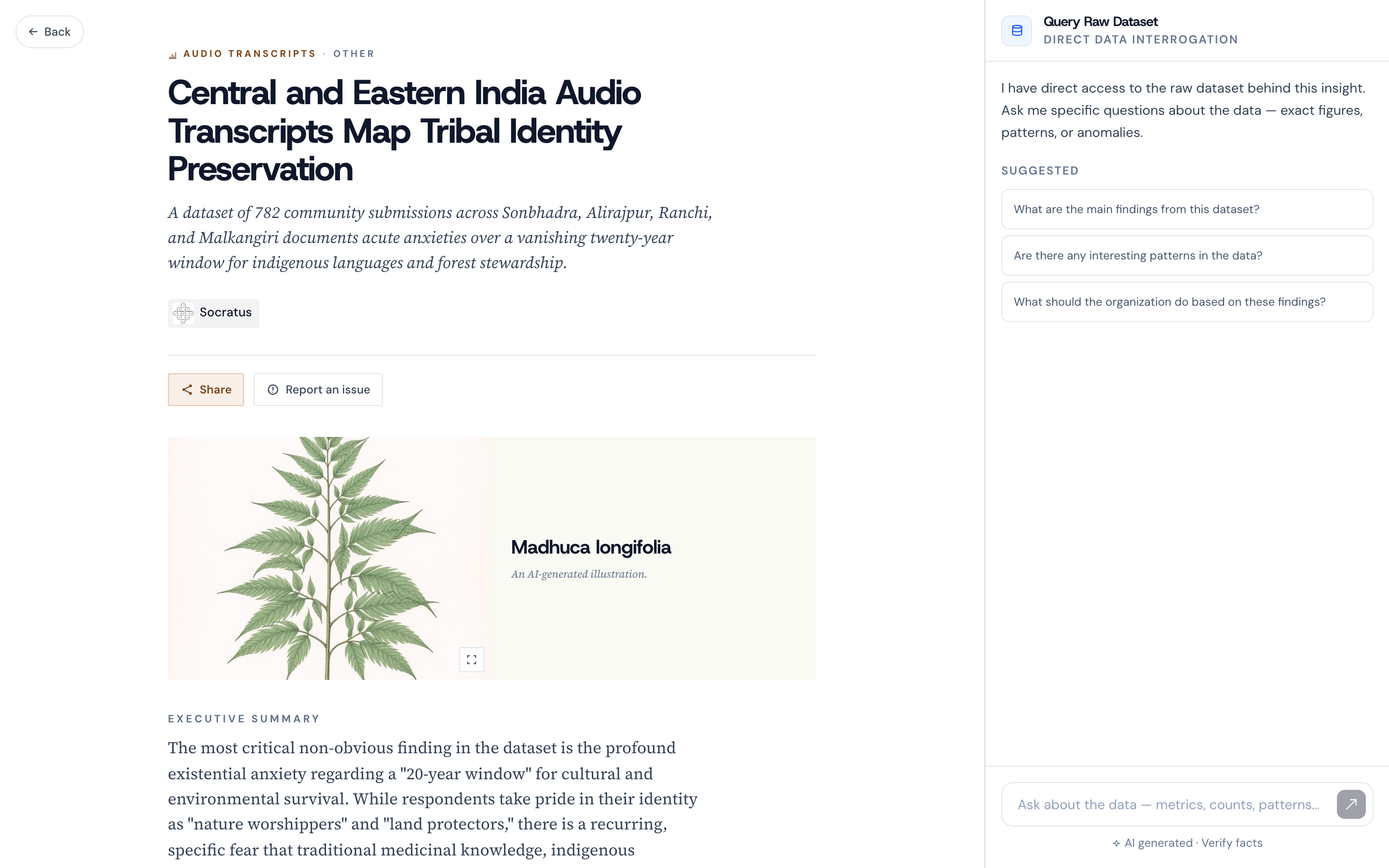 Data Story built from 782 voice submissions