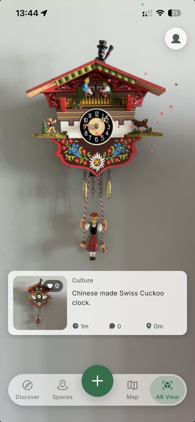 LOKA AR view: a tag overlaid on the real world through the camera