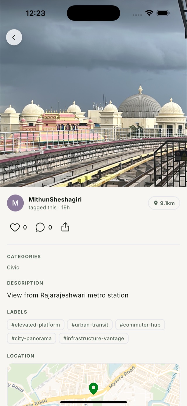 LOKA tag detail: photo, description, auto-generated labels and location