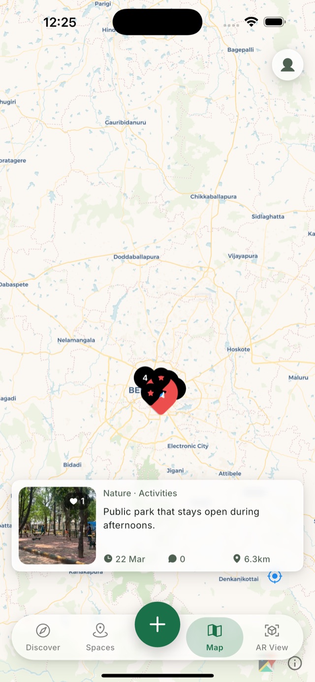 LOKA map: tags placed as pins across the city